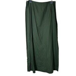 Apostrophe Skirt Womens 12 Green Pure Linen Maxi Straight Long Career Cottage